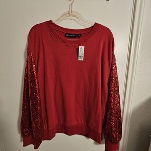NY&CO Red Sequin Sweatshirt XXL